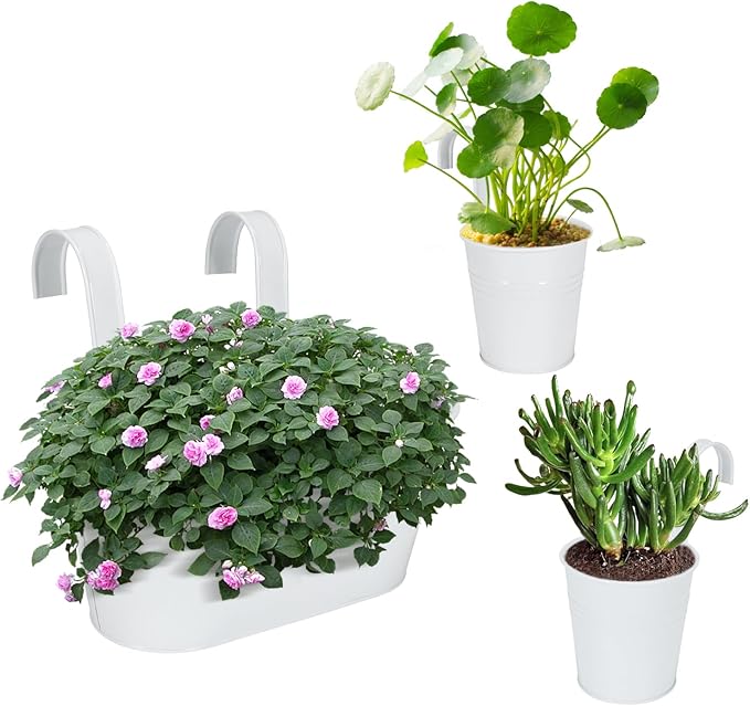 HowRU Metal Iron Flower Pots for Railing Fence Hanging Bucket Pots and Hanging - Image 5