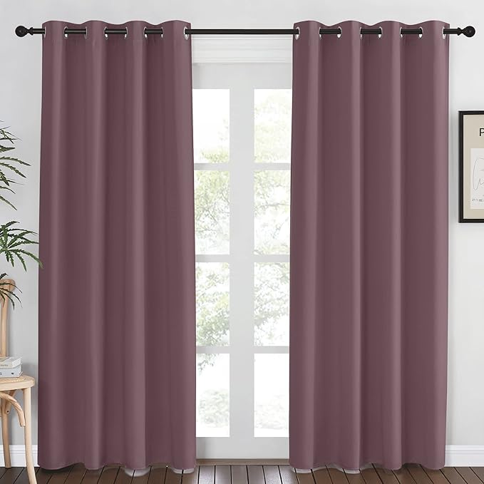 NICETOWN Blackout Dry Rose Curtain 84 inches Long by NICETOWN