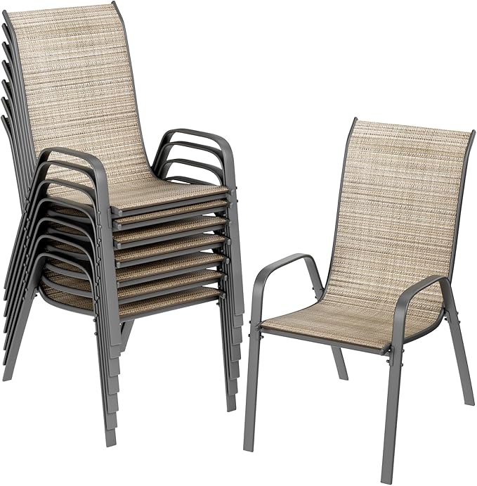 TLSUNNY Patio Chairs, Stackable Textilene Outdoor Dining Furniture by TLSUNNY