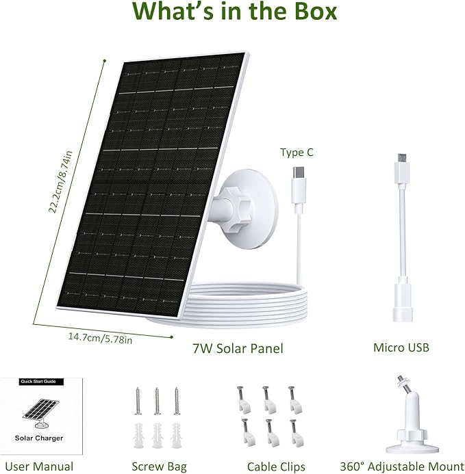 Zivif 7W Solar Panel for Arlo Essential 2K, Essential XL & Spotlight Cameras - Image 2