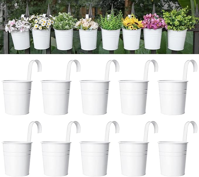 Dahey 10 Pcs Hanging Flower Pots Metal Iron Bucket Planter by Dahey