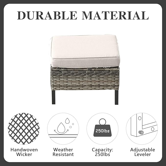 Belord 7 Piece Outdoor Furniture Patio Wicker Sofa Set, Oversize Outdoor Dining - Image 9