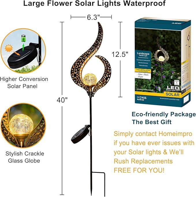 Outdoor Garden Gifts Solar Lights Stake Waterproof, Mothers Day Gifts Mom - Image 4