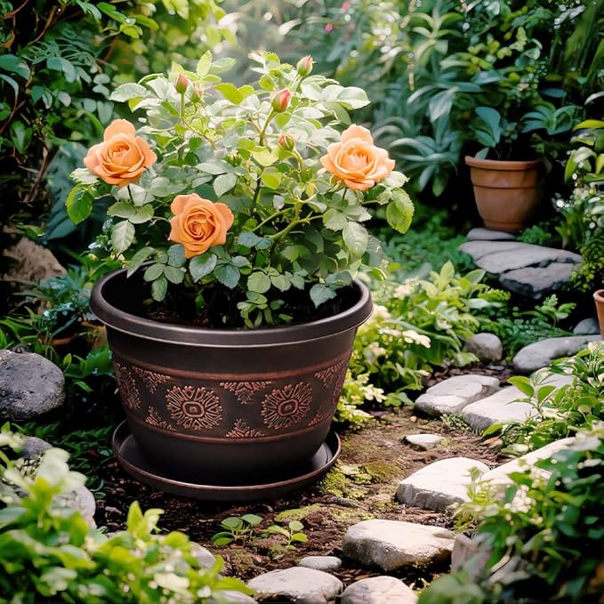 6 Pack 8 inch Plant Pots, Retro Pattern Planters - Image 6