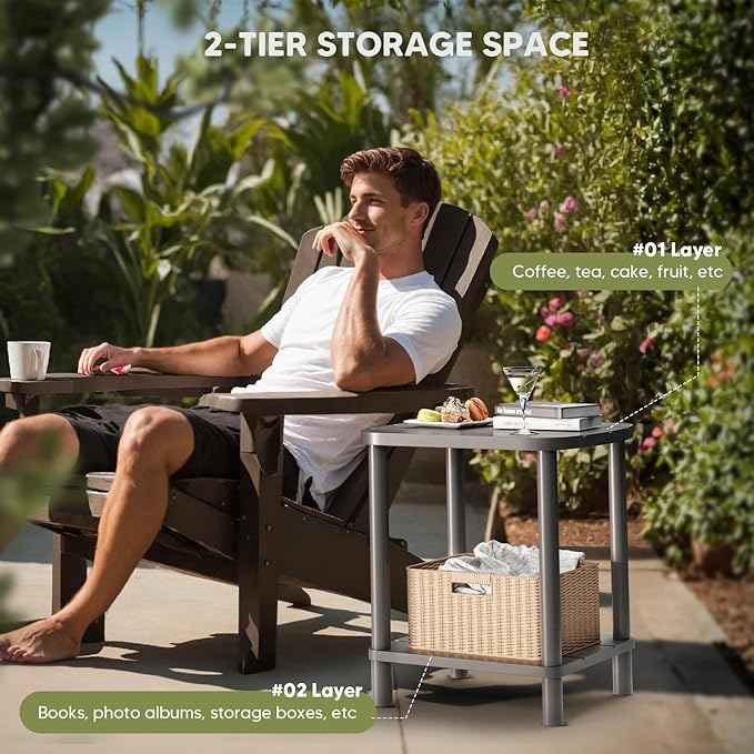 Outdoor Side Table, Adirondack Outdoor Patio Table, Bamboo Small Patio End - Image 5
