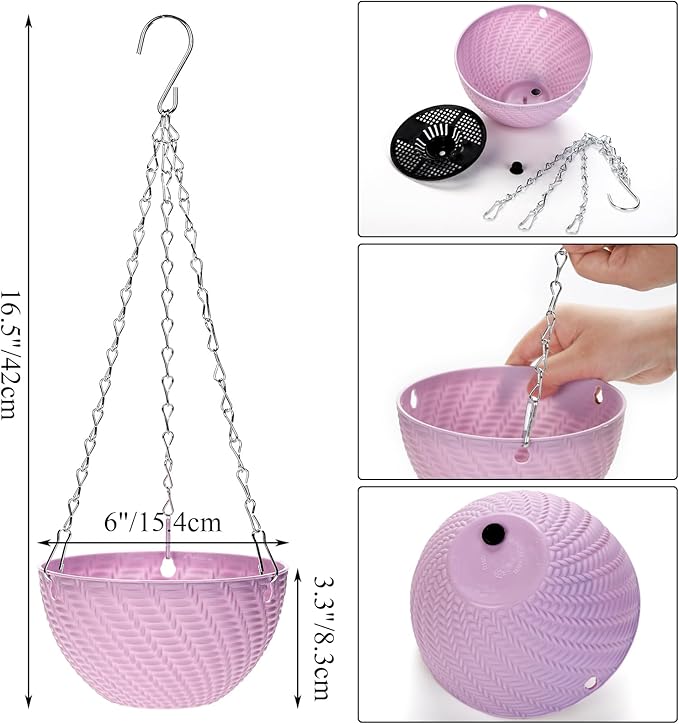 Foraineam 10 Pack Mini Hanging Planters Garden Self-Watering Flower Plant Pot - Image 3