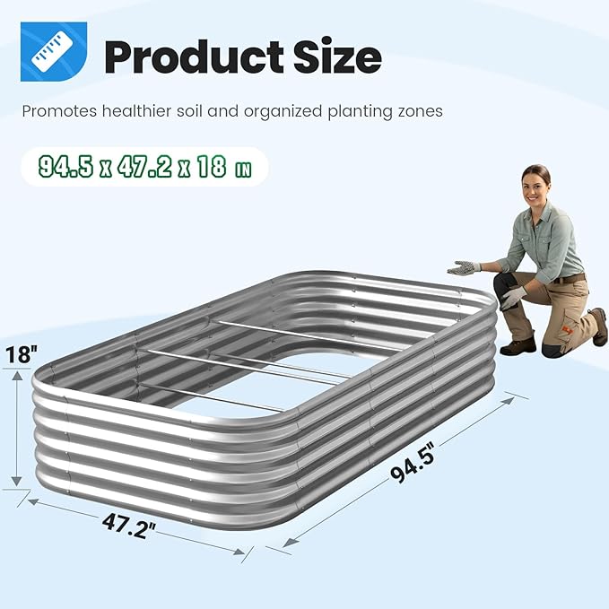 Quictent Raised Garden Bed Kit Oval Galvanized Metal Planter Box Tall - Image 5