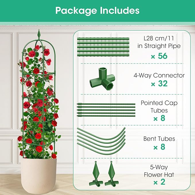 2 Pack Garden Obelisk Trellis for Climbing Plants, Tower Potted Cages for - Image 7