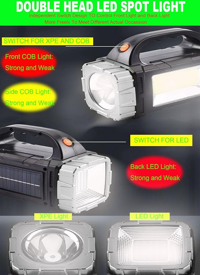 SUYOOULIN Solar Rechargeable LED Soptlight Flashlight, Super Bright 7000LM - Image 7