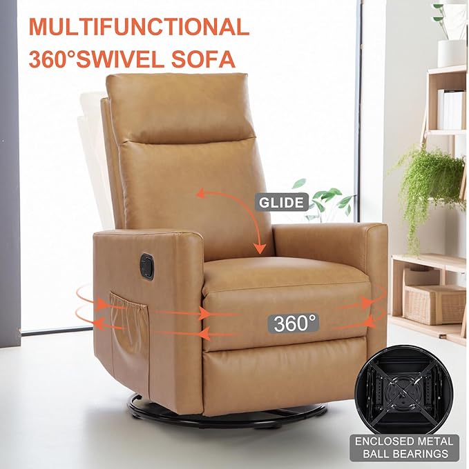 Sweetcrispy Recliner Chair, 360 Swivel Rocker Chair - Image 4