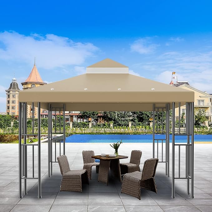 Sumfaller 10x10 FT Gazebo Replacement Canopy Top Cover Double Tiered Canopy Top - Image 7