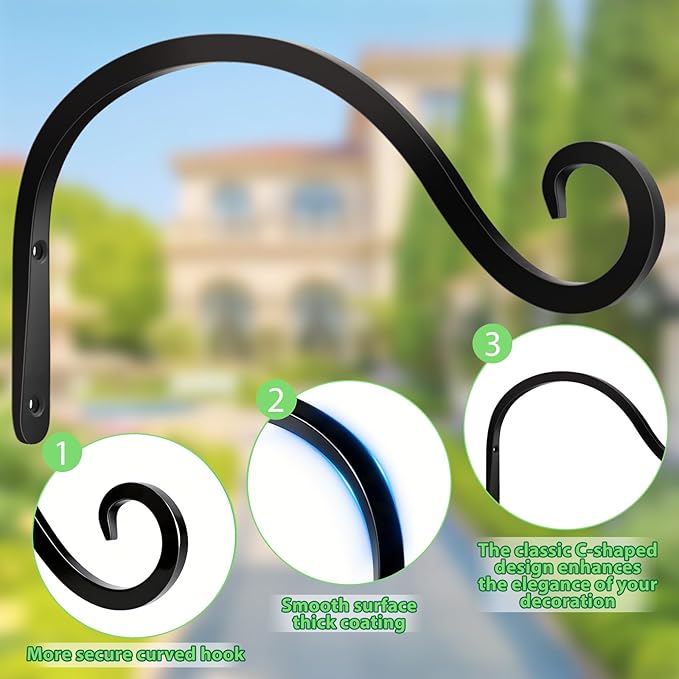 BOLITE Plant Hangers Outdoor Indoor, 8 Inch Wall Plant Hooks, Metal Bird Feeder - Image 3