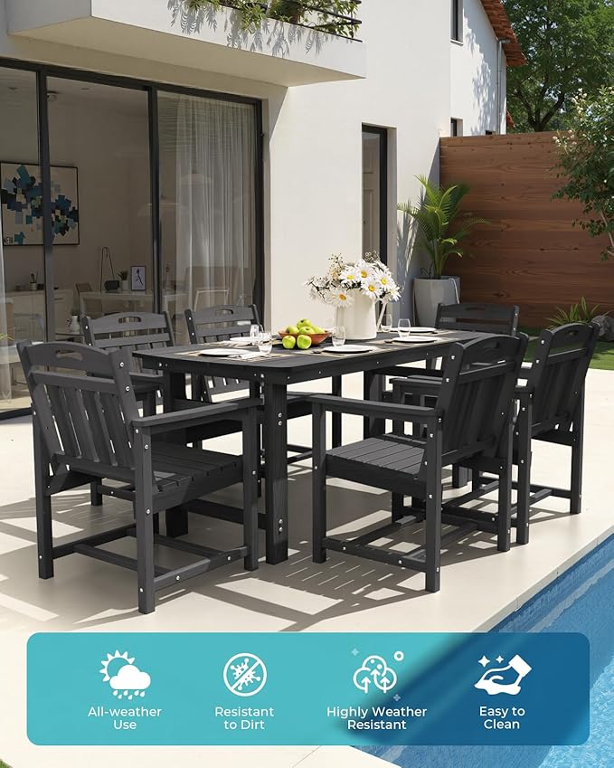 Ciokea Outdoor Patio Dining Chair, HDPE Porch Chairs - Image 3