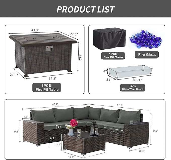 Kullavik 7 Pieces Outdoor Patio Furniture Set - Image 6