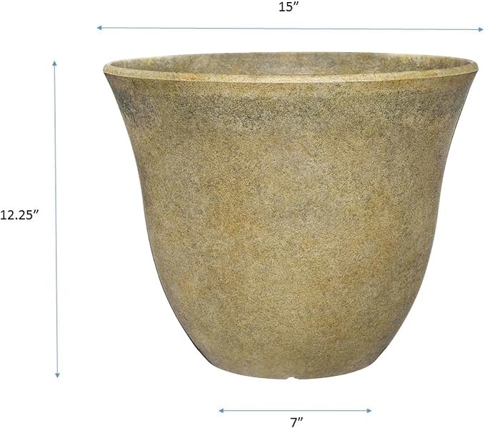 Classic Home and Garden Honeysuckle Resin Flower Pot Planter, Fossil Stone - Image 4