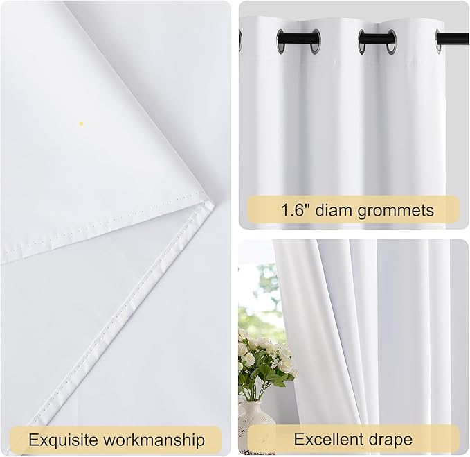 NICETOWN 100% Blackout Long Curtains 102 Inches Length, Privacy Room Darkening - Image 2