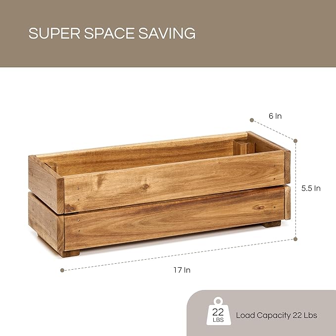Wooden Planter Box, Storage Box 17”L x6”W x5.5”H - Image 2