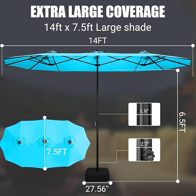 LEVELEVE 14FT Double-Sided Patio Umbrella - Image 5