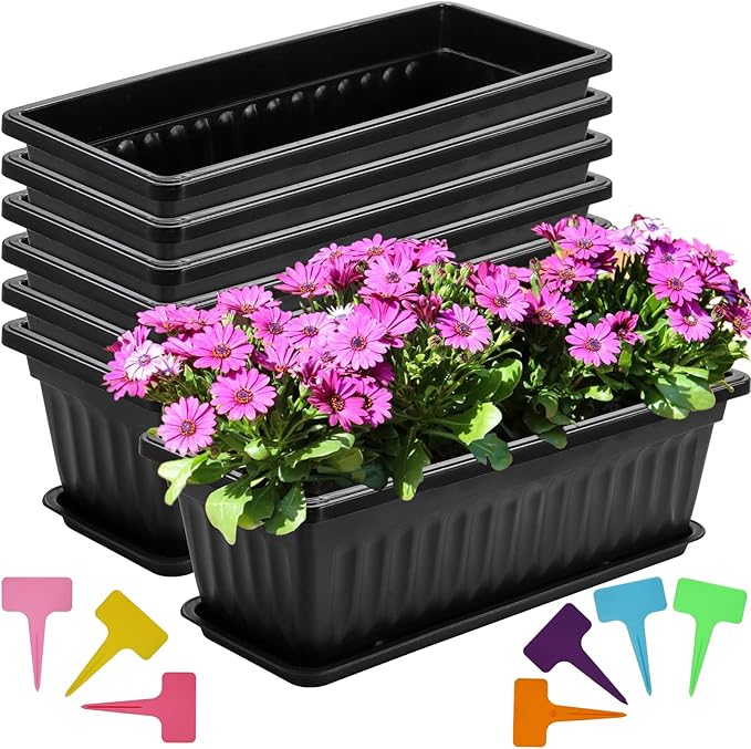 Fasmov 7 Pack 17 Inches Flower Window Box Plastic Vegetable Planters - Image 3