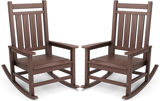 SERWALL Oversized Outdoor Rocking Chair Set of 2, HDPE Rocker by SERWALL