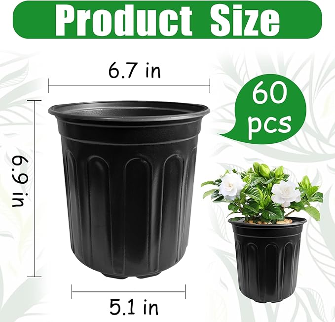 60 Pack 1 Gallon Flexible Plant Nursery Pots, Flower Plant Container, Seedling - Image 2