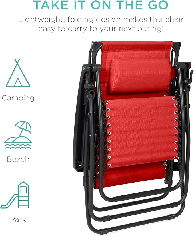 Best Choice Products Folding Zero Gravity Outdoor Recliner Patio Lounge Chair - Image 8