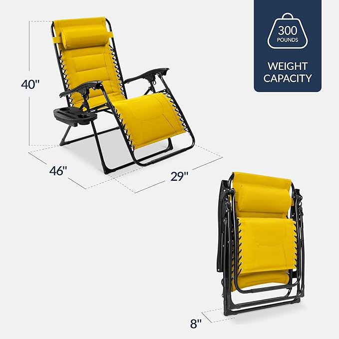 Best Choice Products Oversized Padded Zero Gravity Chair, Folding Outdoor Patio - Image 2