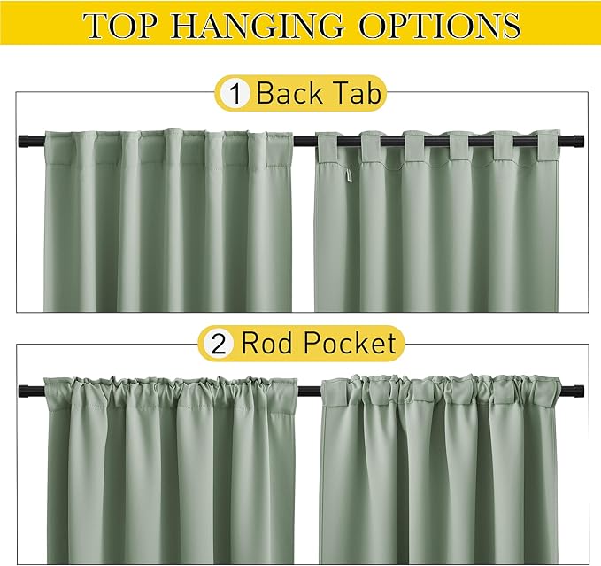 NICETOWN 2 Panels Outdoor Curtains Waterproof Pocket & Back Tab on Top & Bottom - Image 3