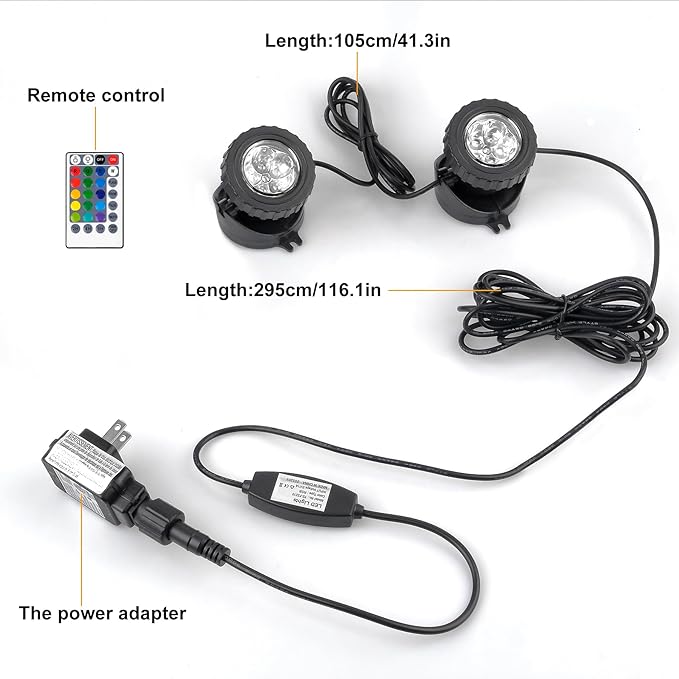 RGB Pond Lights with Timer, LED Underwater Submersible Colorful Landscape - Image 6