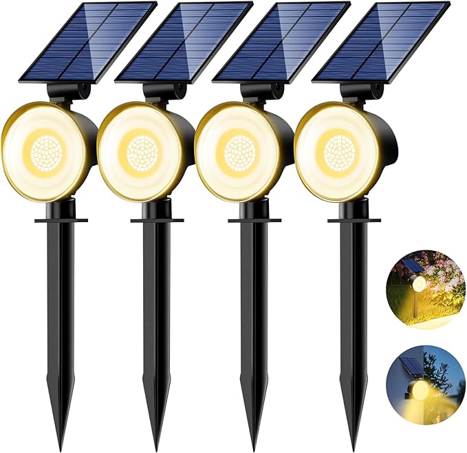nipify 4 Pack Solar Lights Outdoor Waterproof, 53 LED Solar Spot Lights by Nipify