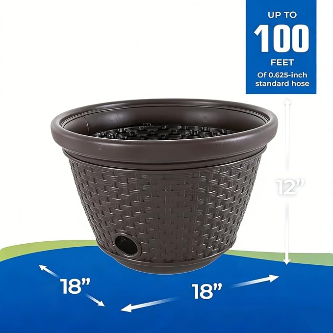 Decorative Wicker Garden Hose Holder Pot - Image 2
