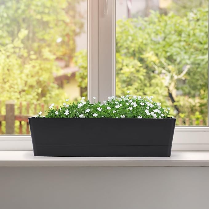 GREANER 16x3.8 Inch Herb Window Boxes 1PCS, Succulent Flower Rectangular - Image 7