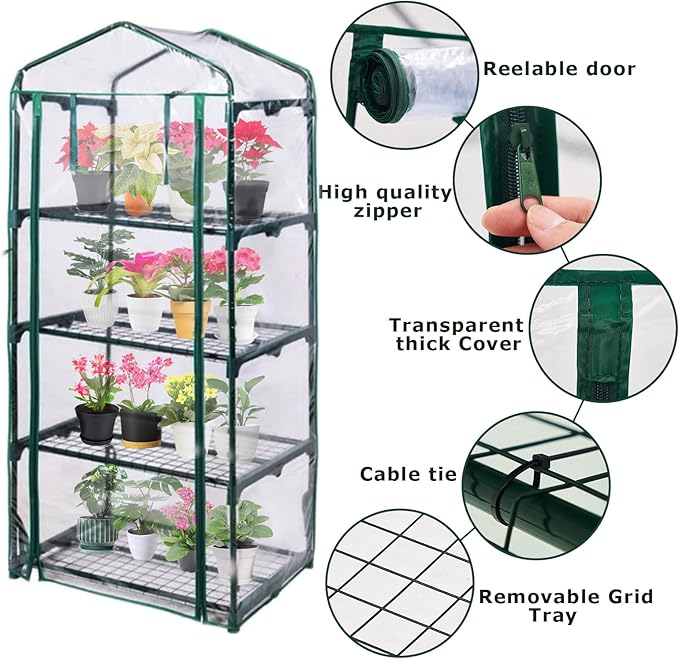 Mini Greenhouse for Indoor Outdoor, Plant Green House 4-Tier Rack Stand - Image 2