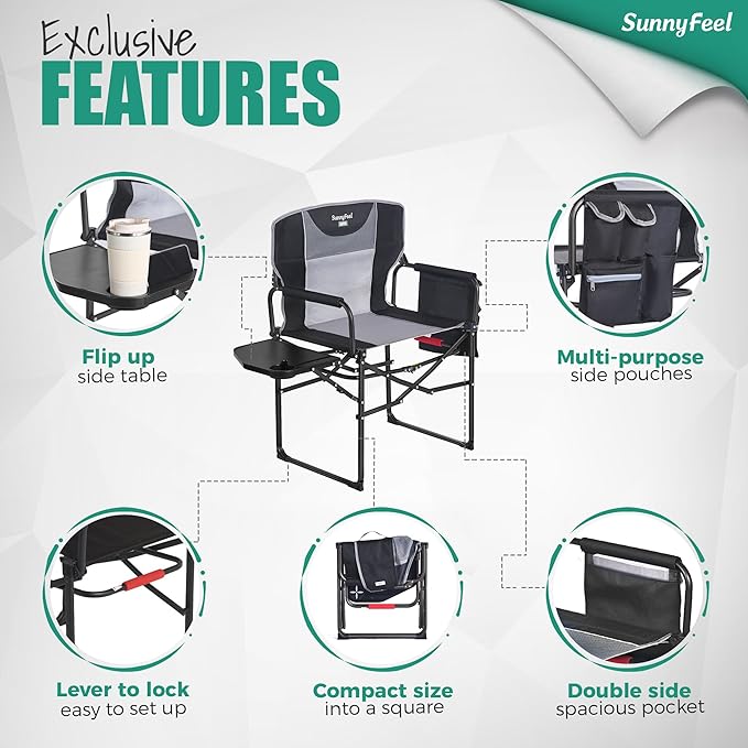 SUNNYFEEL Oversized Camping Directors Chair 500 LBS Heavy Duty, Portable - Image 6