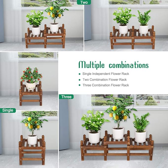Wood Flower Stand Small Plant Stand Indoor Outdoor Plant Shelf Low Window Shelf - Image 3