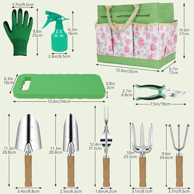 Garden Tool Set, 10 Piece Garden Kit, Heavy Duty Stainless Steel Gardening Hand - Image 6