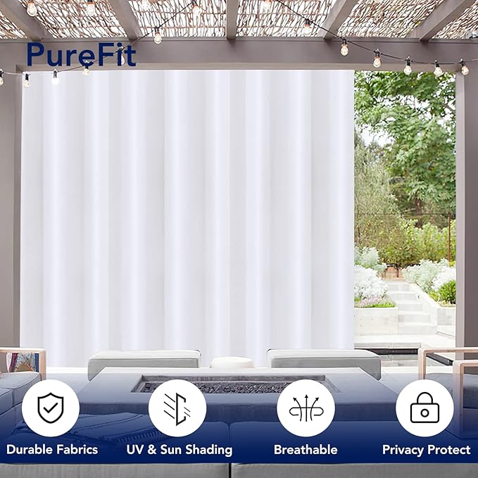 PureFit Outdoor Curtains for Patio Waterproof Weatherproof, UV and Fade - Image 3