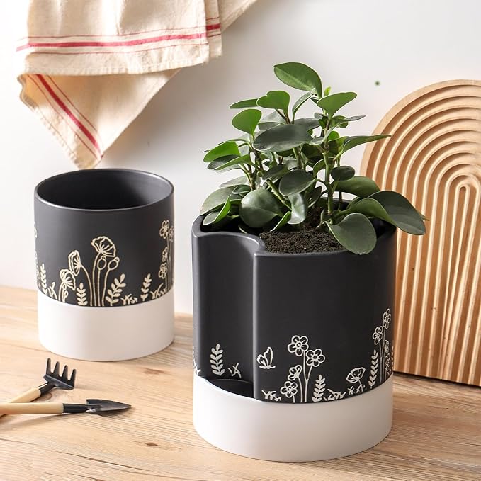 Nihow Self Watering Plant Pot: 8 Inch Ceramic Planter - Image 6
