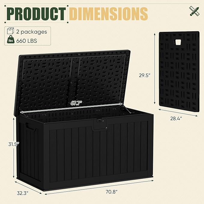 JUMMICO 270 Gallon Outdoor Storage Deck Box - Image 3