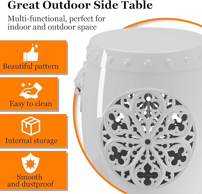 EFU Resin Garden Stool Indoor Outdoor, Decorative Antique Classic-Like - Image 4