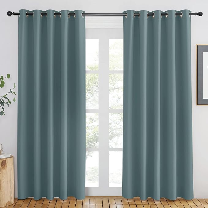 NICETOWN Blackout Greyish Blue Curtain - Image 2