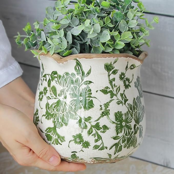 Tuscan Ceramic Plant Pots, 6.11 Inch Vintage Planters - Image 5