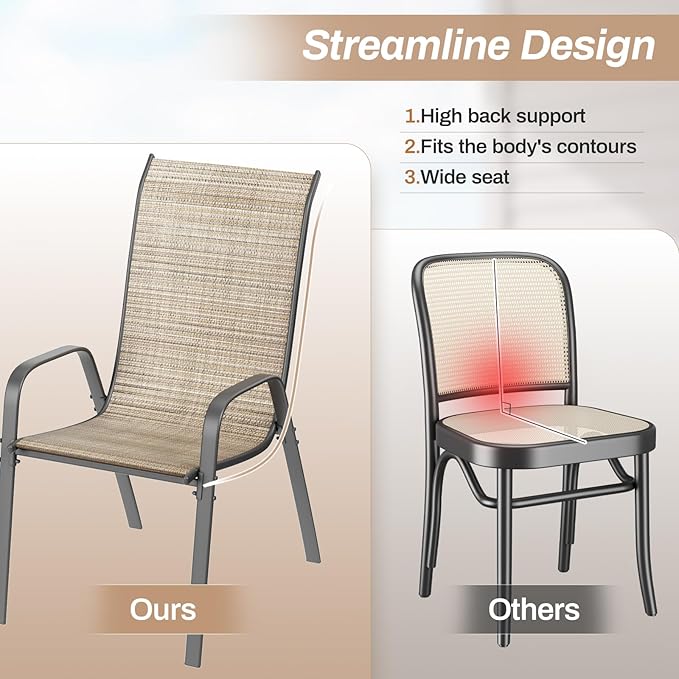 TLSUNNY Patio Chairs, Stackable Textilene Outdoor Dining Furniture - Image 9