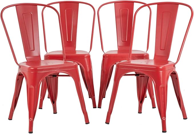 FDW Metal Dining Chairs Set of 4 Indoor Outdoor Chairs Patio Chairs Kitchen by FDW