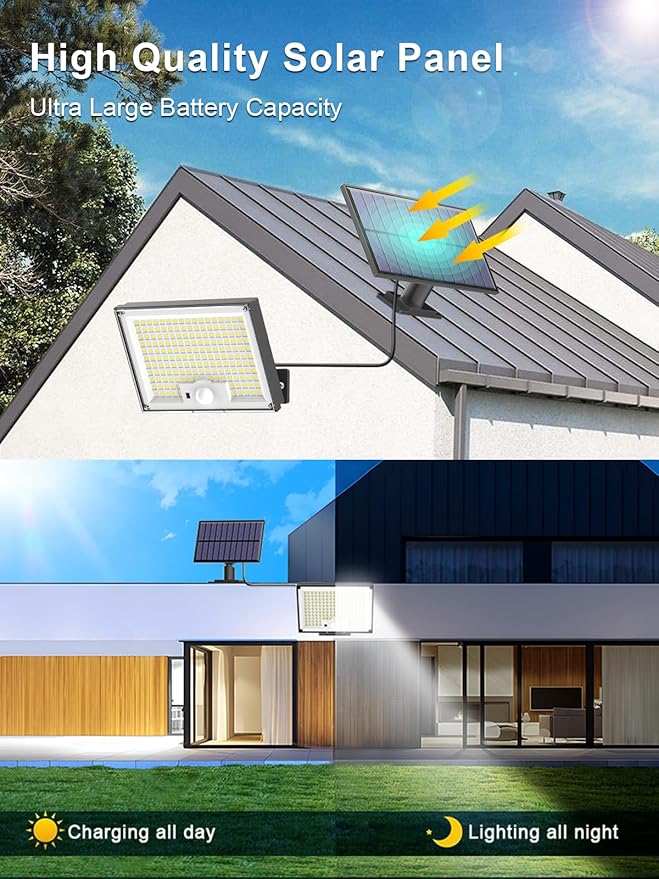 Solar Lights Outdoor Waterproof IP65, 172LED 9000K 3Modes Split Solar Motion - Image 6