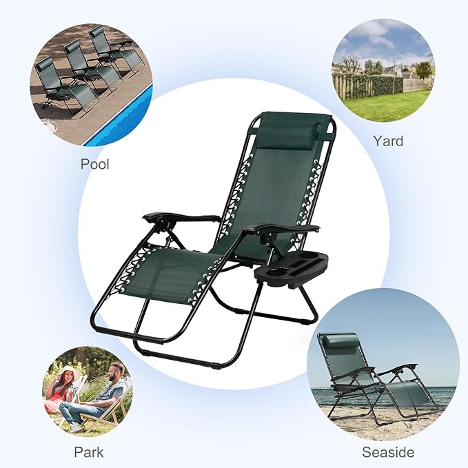 Nazhura Set of 2 Relaxing Recliners Patio Chairs Adjustable Steel Mesh Zero - Image 8