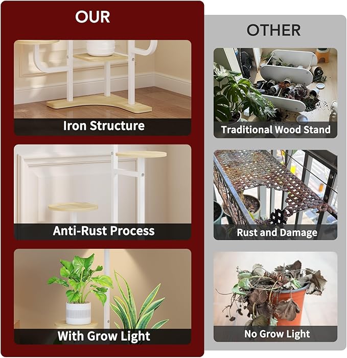 Corner Plant Stand with Grow Light - Image 4