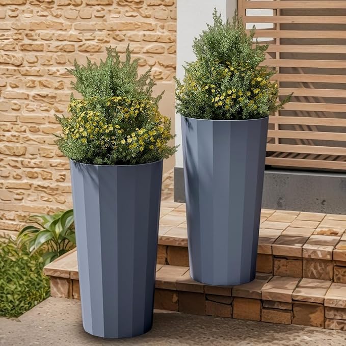 23.6" H Tall Planters for Outdoor Plants, 2 Pack Large Outdoor Planters for by Outdoorchairs