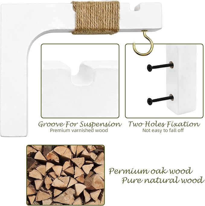 2 Pack Plant Hanger Hooks for Indoor Hanging Plants, Farmhouse Wooden Hanging - Image 3