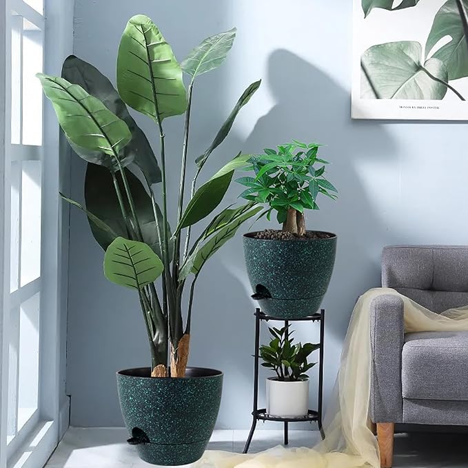 12inch 2Pack Large Self Watering Planters, Plastic Plant Pots - Image 7